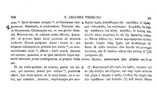 Gregory of Nazianzus Greek and Latin text from Migne Patrologia Graeca Volume 35, column 400