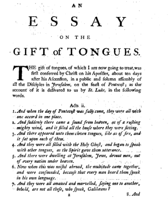Introduction graphic to the essay on the gift of tongues