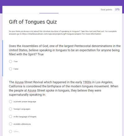 gift of tongues quiz